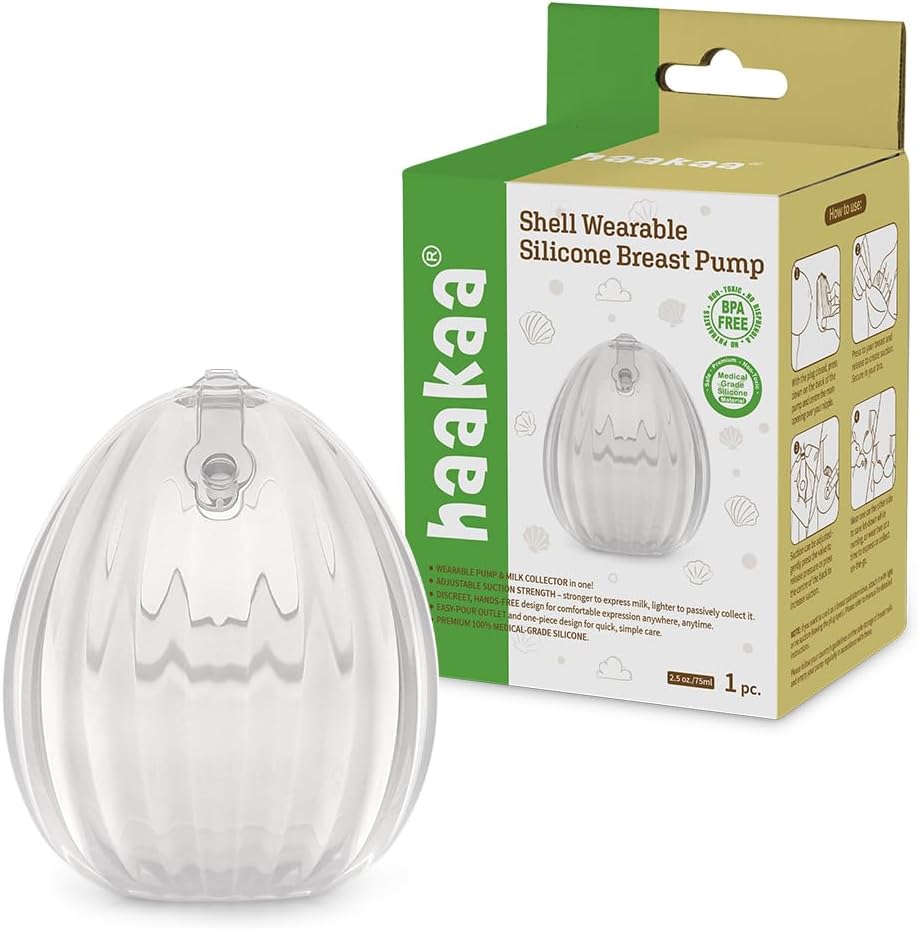 HAAKAA Shell Wearable Hands-Free Manual Breast Pump/Milk Collector (2.5 oz/75 ml, 4 oz/120 ml) – 2.5 Ounce – 1PK