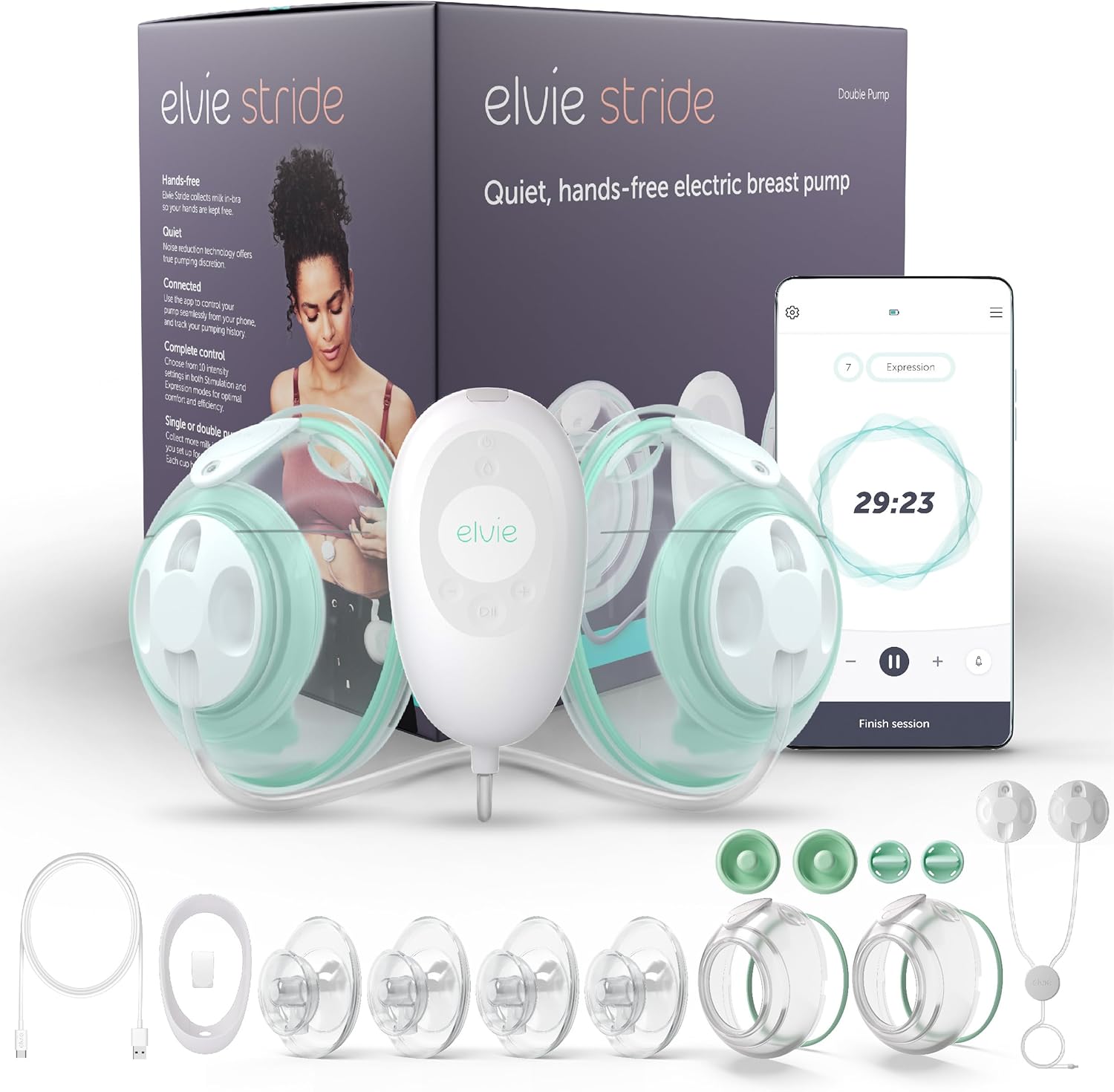 Elvie Stride Hospital-Grade, App-Controlled Breast Pump – Hands-Free
