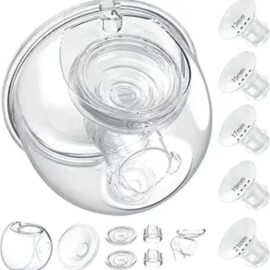 JIMOWANG 24mm Wearable Breast Pump Milk Collector Cup Set with Flange Inserts and Duckbill Valve