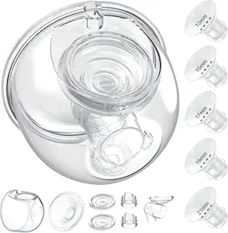 JIMOWANG 24mm Wearable Breast Pump Milk Collector Cup Set with Flange Inserts and Duckbill Valve