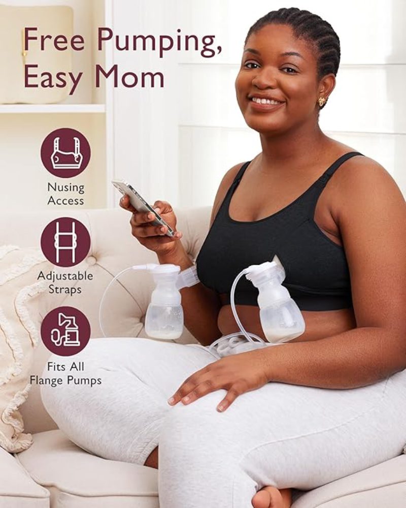Momcozy Hands-Free Pumping and Nursing Bra – Adjustable Cotton
