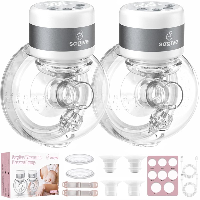 Saglve ABP-1506 Wearable Breast Pump _ Double Hands-Free Electric Pump with Memory Function