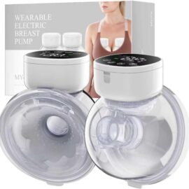 OTEEIDA Hands-Free Wearable Breast Pump MY-376 – Electric Pump with Strong Suction, 3 Modes & 9 Levels (2 Pack, White)