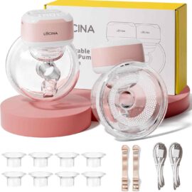Lucina Baby Wearable Electric Breast Pump 2 Pack – Hands-Free with 3 Modes, 9 Levels and Multiple Flange Sizes (Pink)